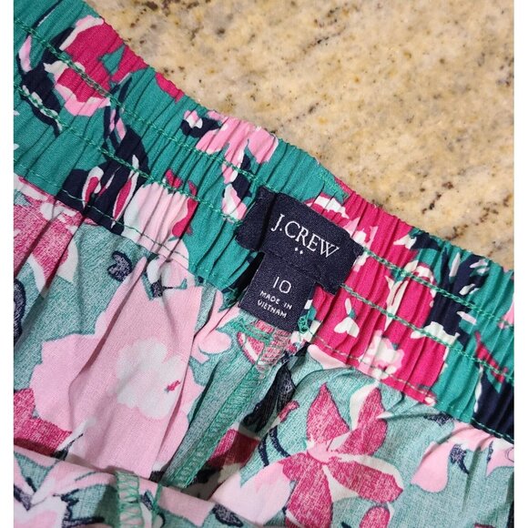 J Crew Pink Green Floral Print Shorts Womens Size 10 Pleats Belted Hawaii - Picture 4 of 13